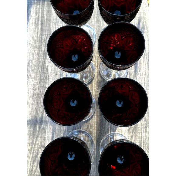 Cristal D'Arques Durand Antique Ruby Red Wine Glass/Goblet Vintage 70s-Set of 8 - Picture 6 of 6